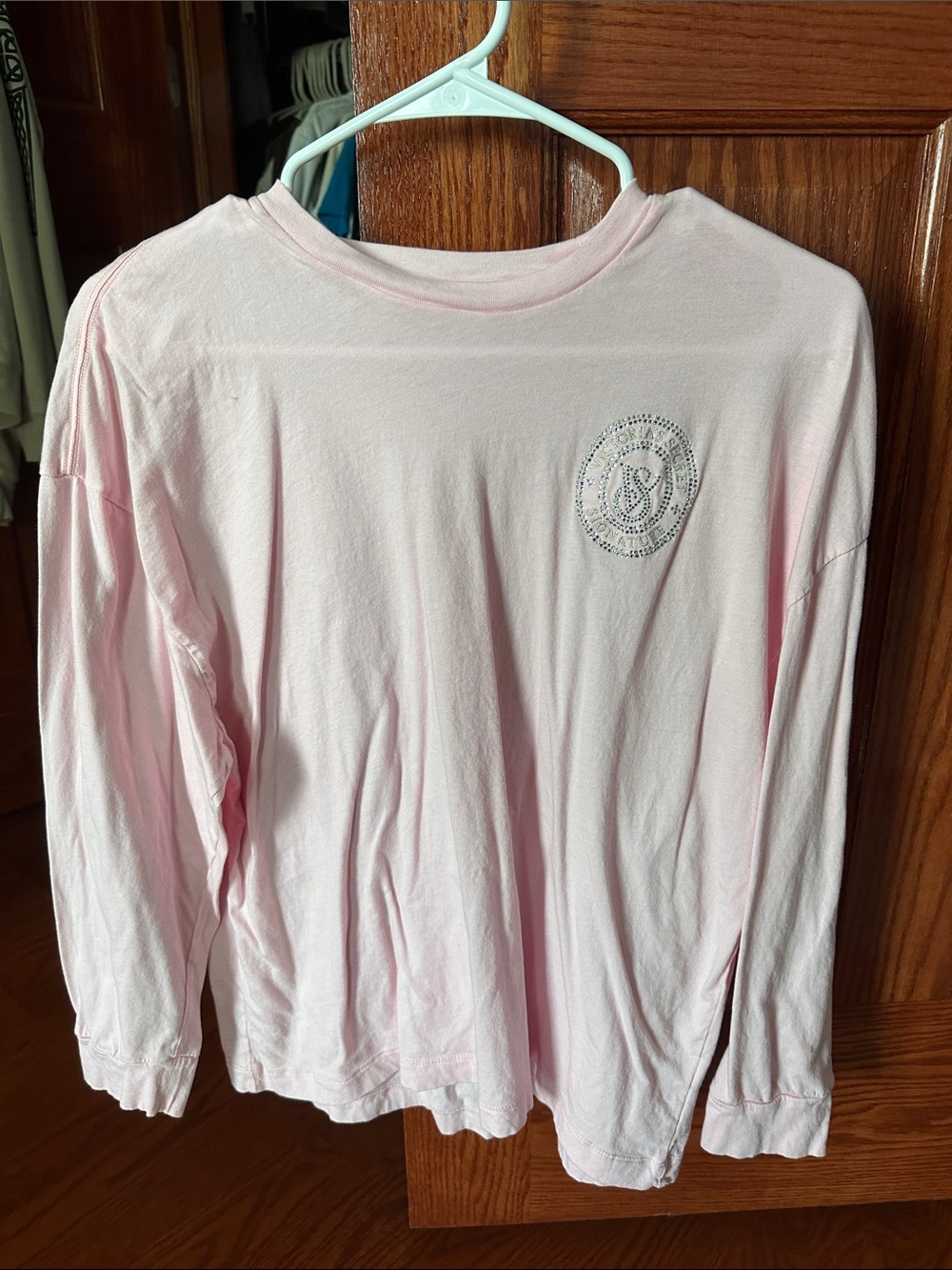 Victoria's Secret Light Pink Long-Sleeve Logo Tee